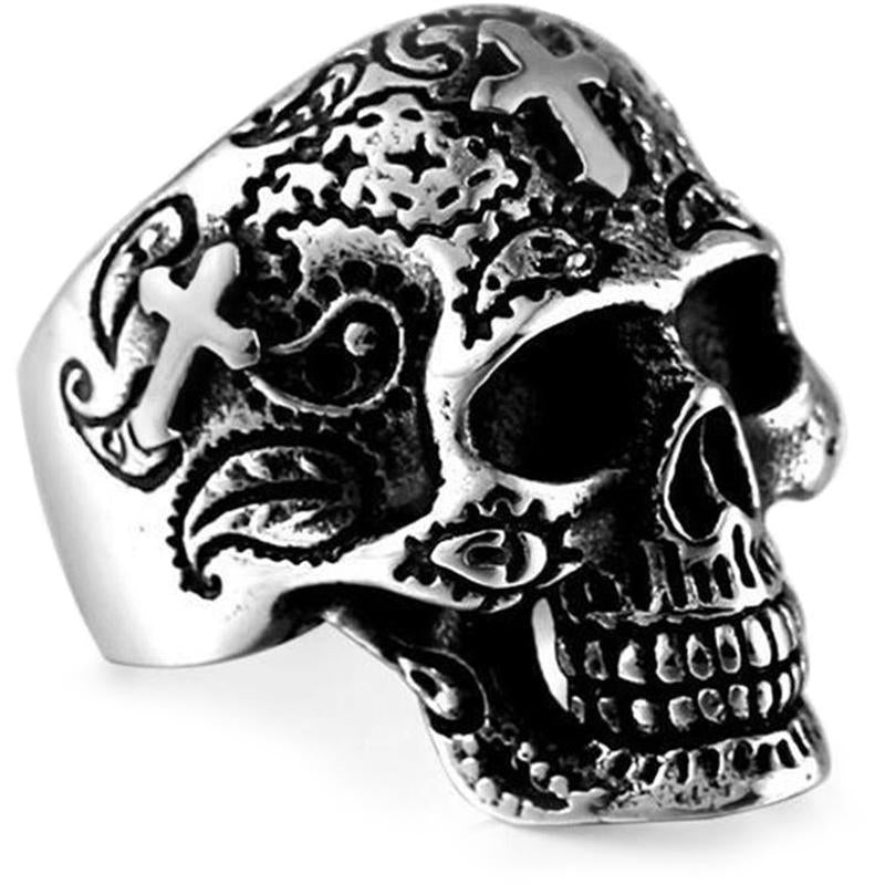 Dödskalle Ring Silverkors