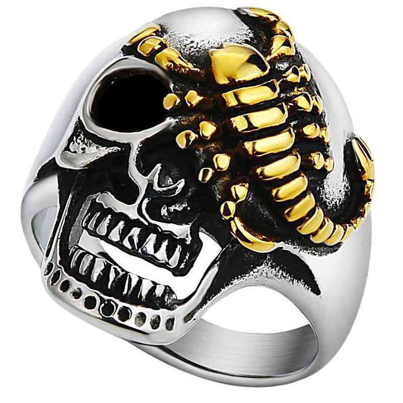 Skorpion Ring Med Dödskalle