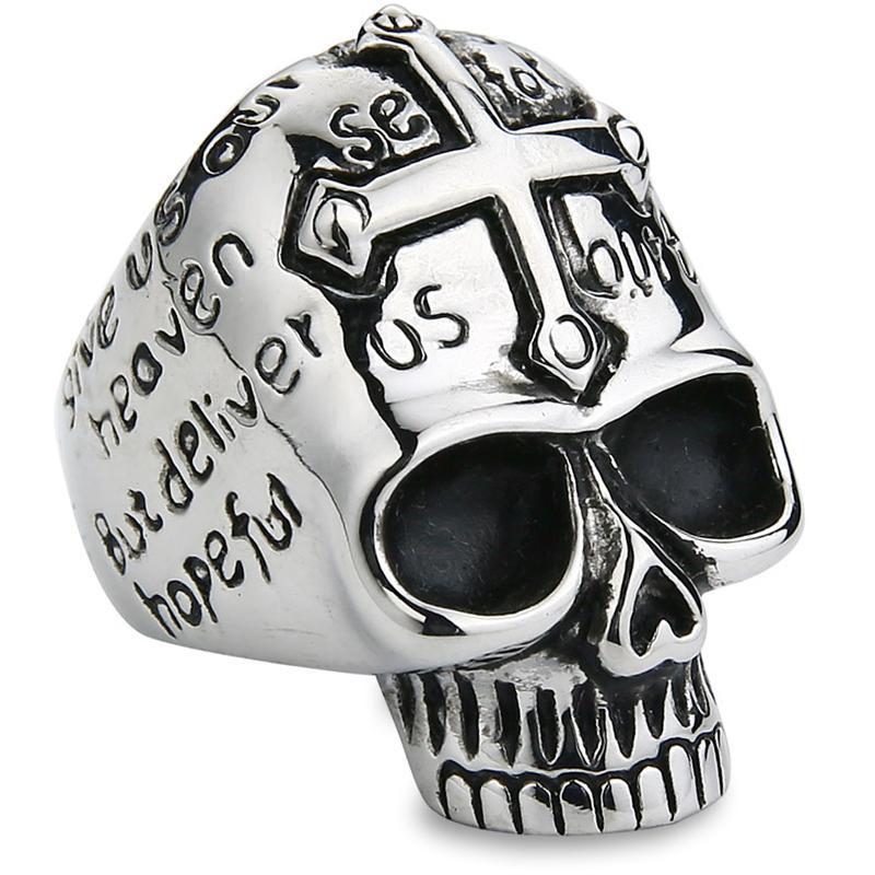 Dödskalle Ring Silver Krucifix