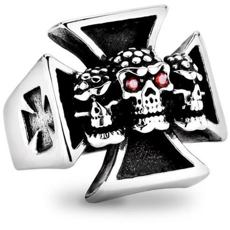 Dödskalle Ring Malteserkors