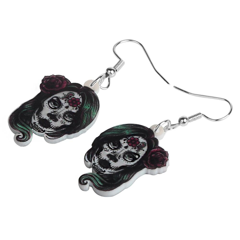 Dödskalle Sminkad Tjej På Örhängen