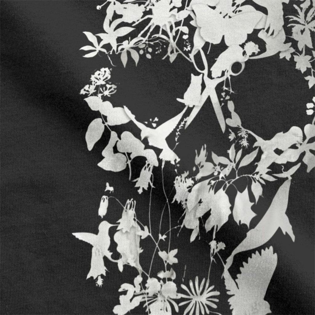 T-Shirt Vit Blommig Dödskalle Herr