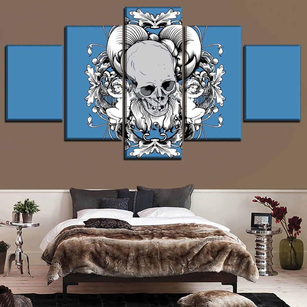 Blå Dödskalle Tavla