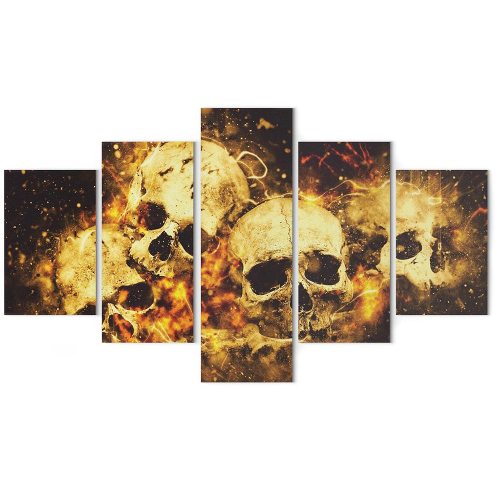 Dödskalle Tavla Eldslågor