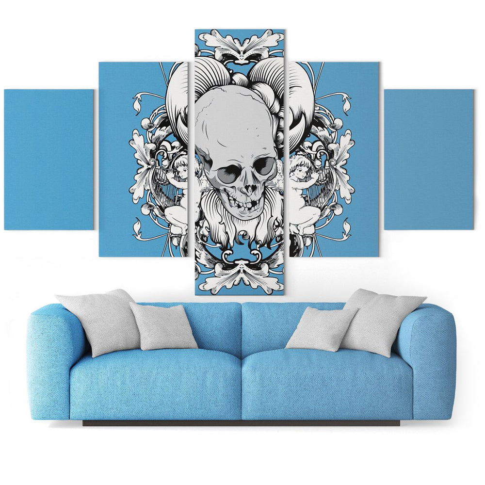 Blå Dödskalle Tavla