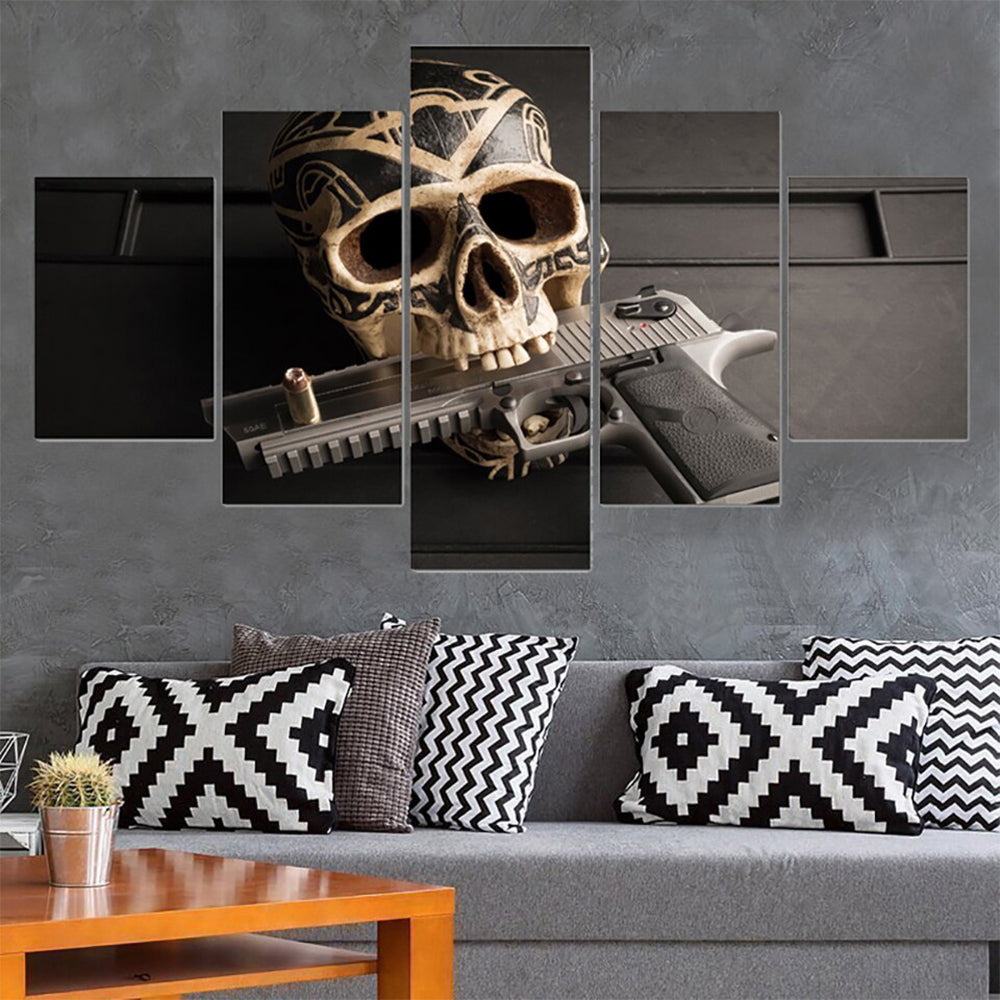Dödskalle Med Pistol Tavla