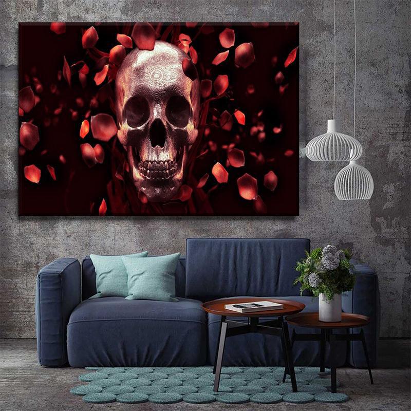 Röd Dödskalle Tavla