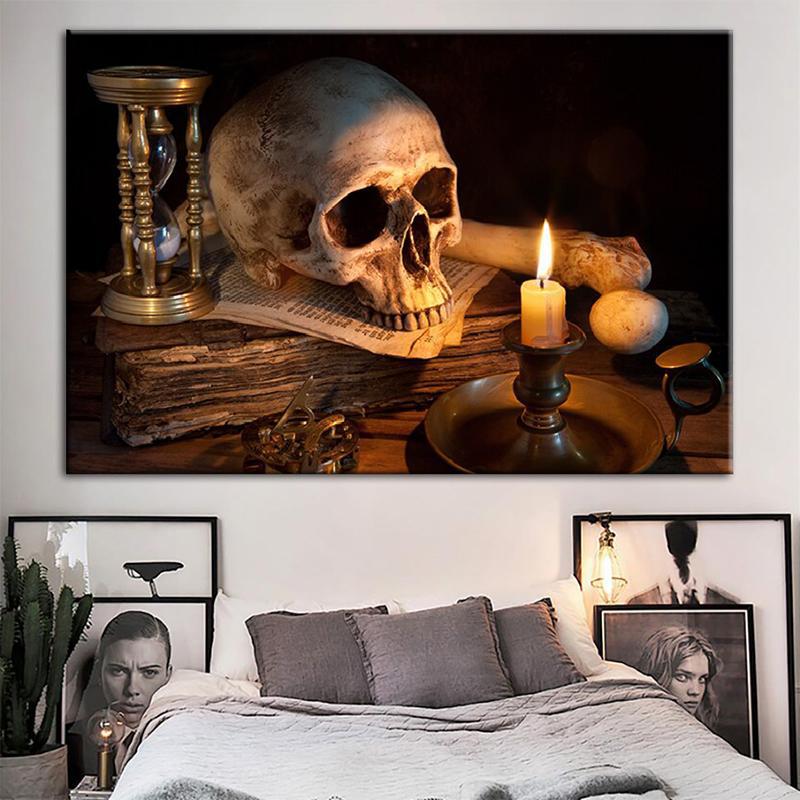Tavla Dödskalle Och Timglas