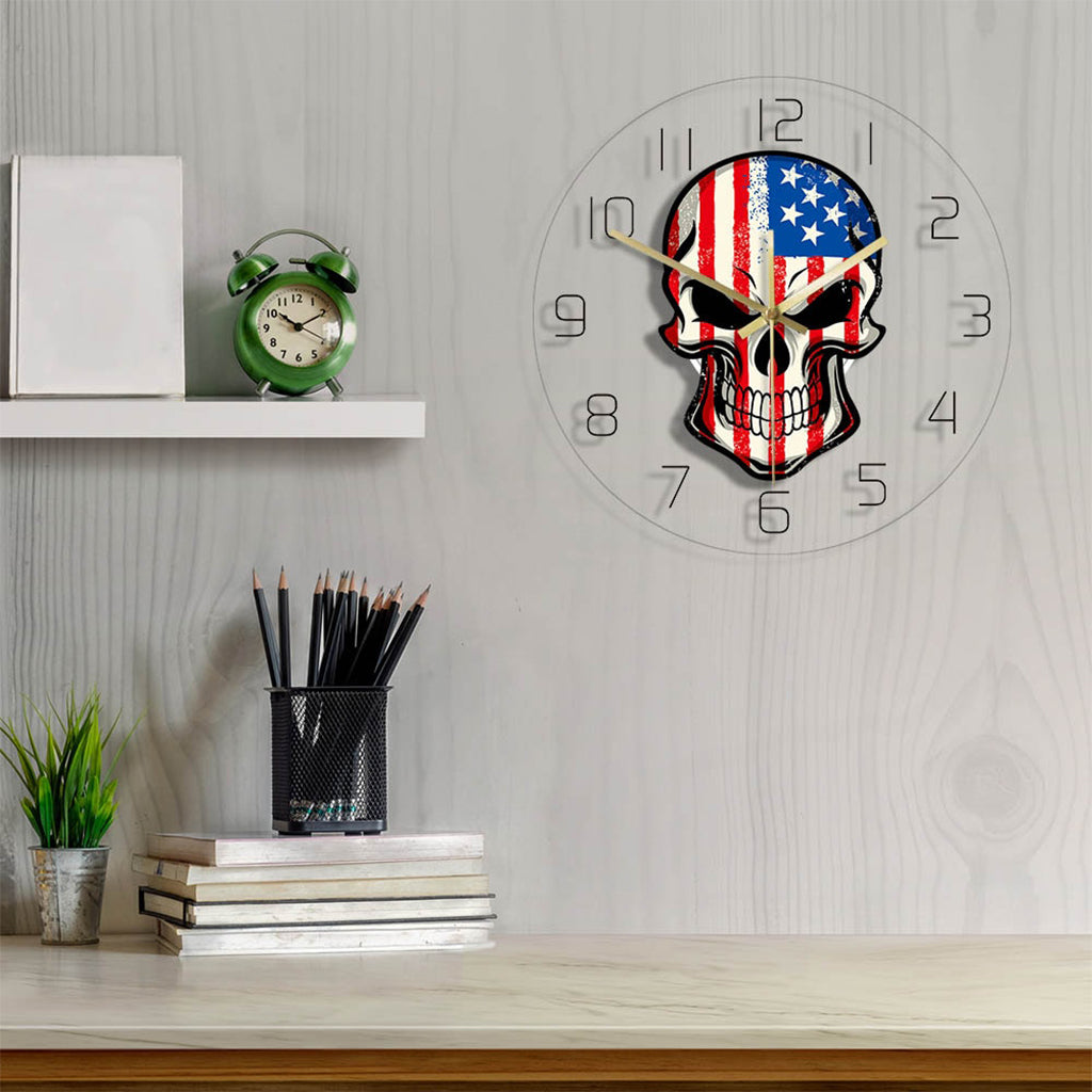 Dödskalle Väggklocka Stars And Stripes
