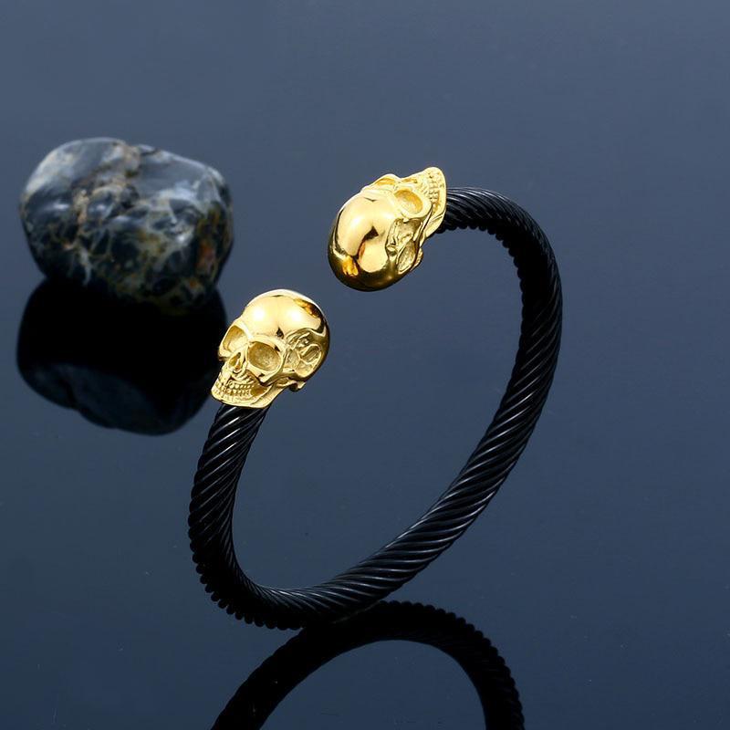 Manschett Armband Med Dödskalle (Stål)