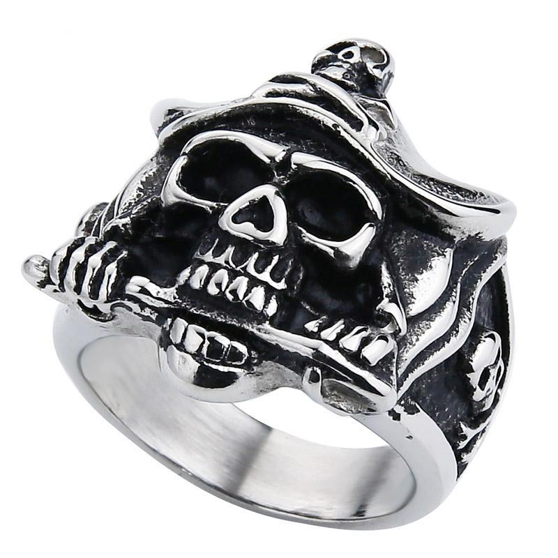 Dödskallering (Stål) <br/> Caribbean Pirate