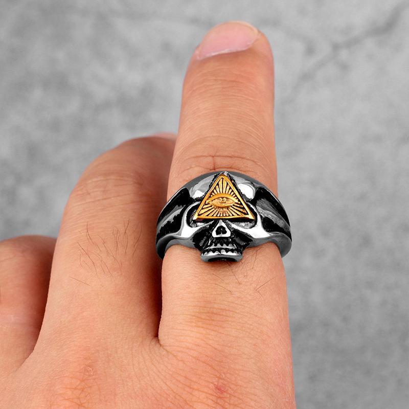 Dödskallering (Stål) Illuminati Skull