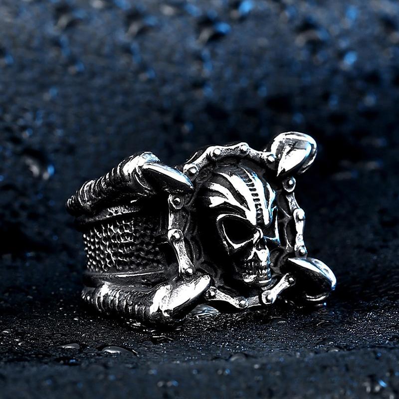 Dödskallering Dragon Claw (Stål)