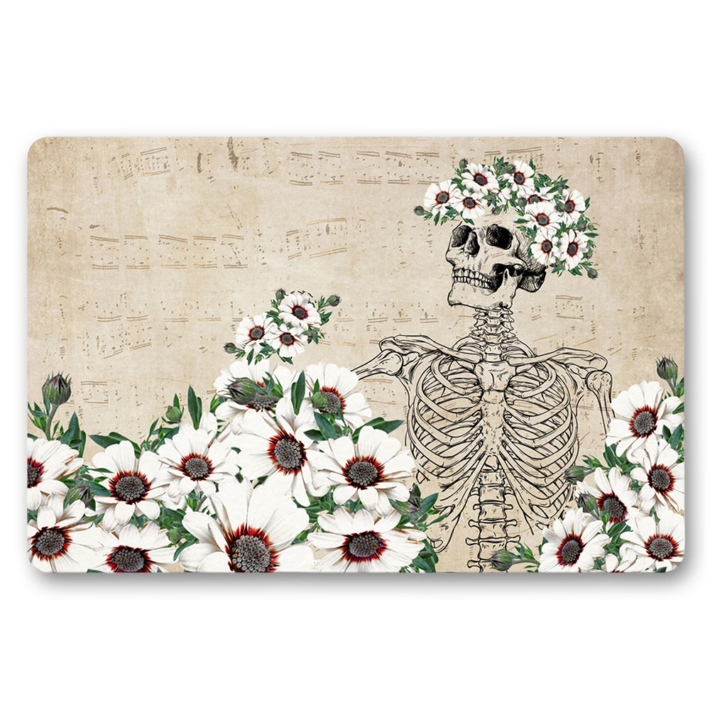 Dörrmatta Skelett Med Blommor