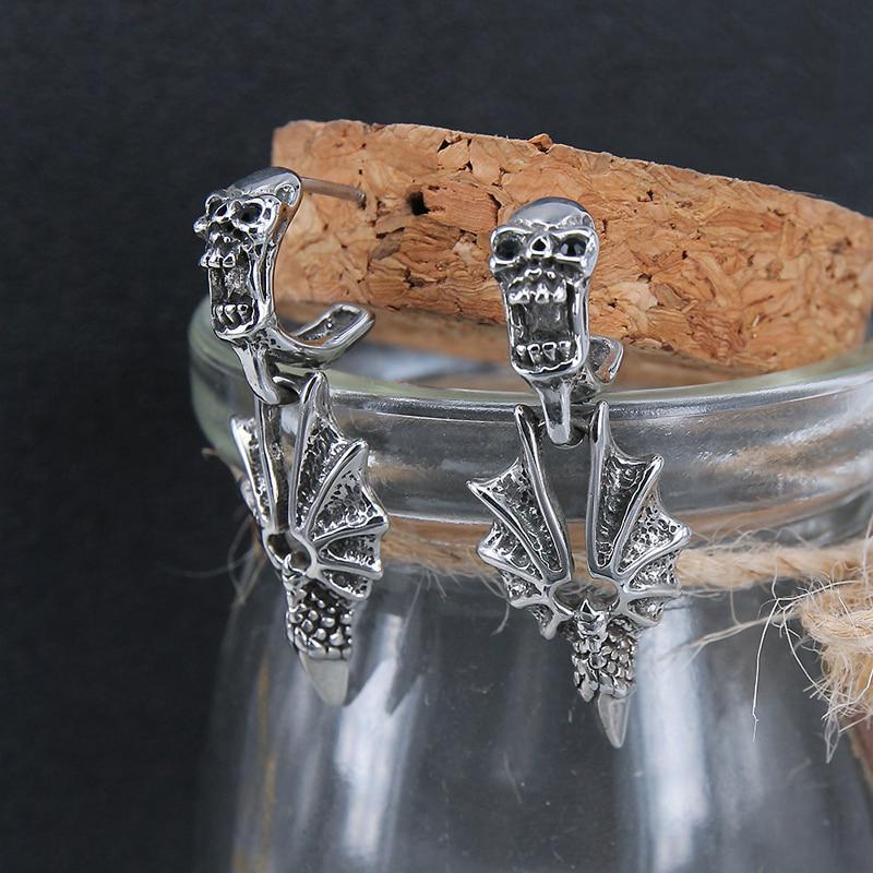 Dödskalle Örhängen Dragon Claws (Stål)