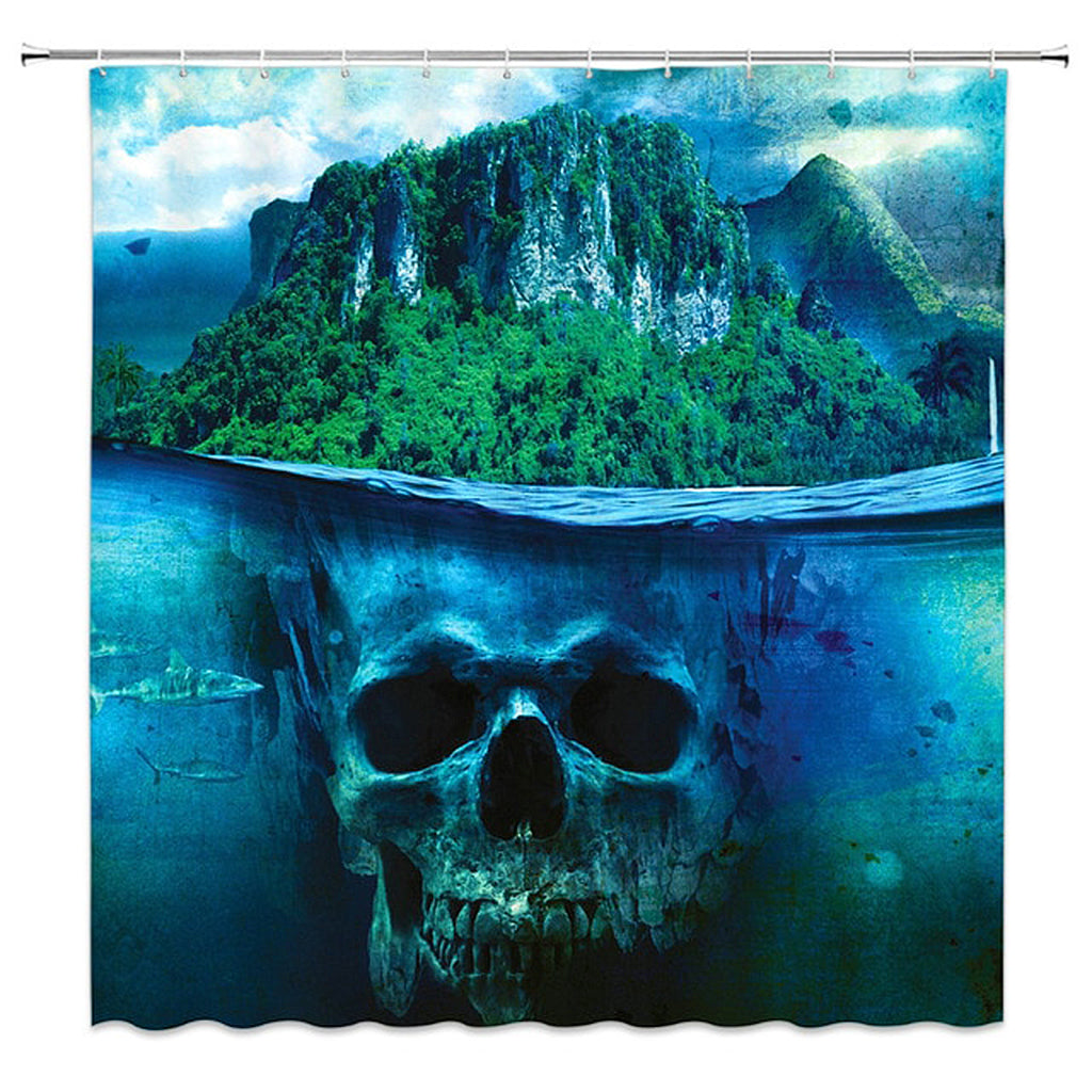 Duschdraperi Med Dödskalle Under Vatten