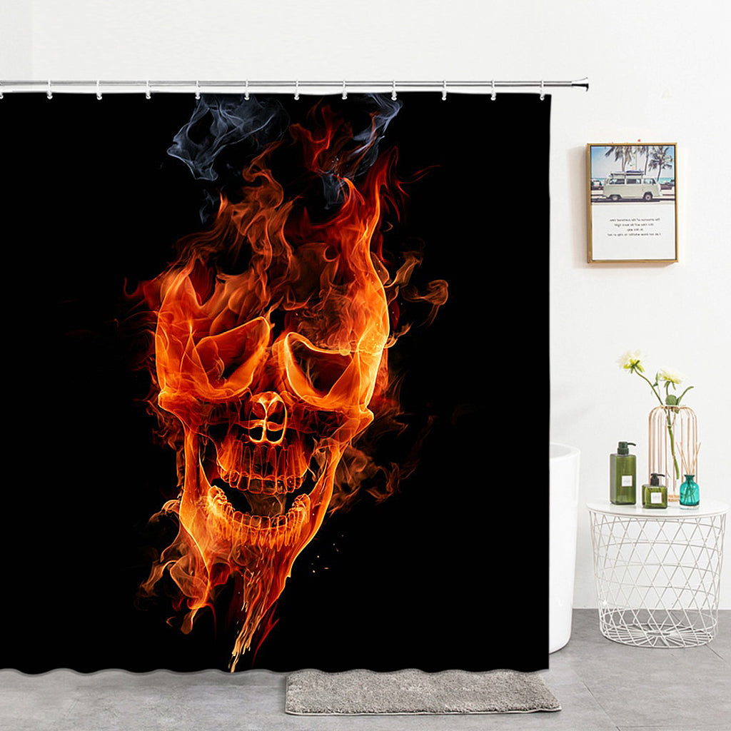Duschdraperi Brinnande Dödskalle