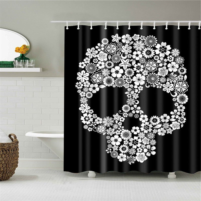 Duschdraperi Blommig Dödskalle