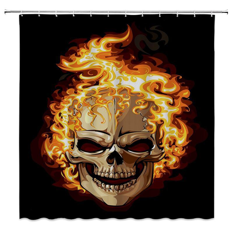 Dödskalle Duschdraperi Eldsflammor