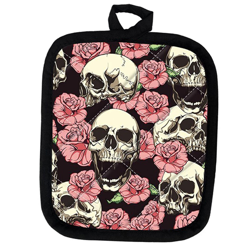 Gotisk Grytlapp Med Dödskallar