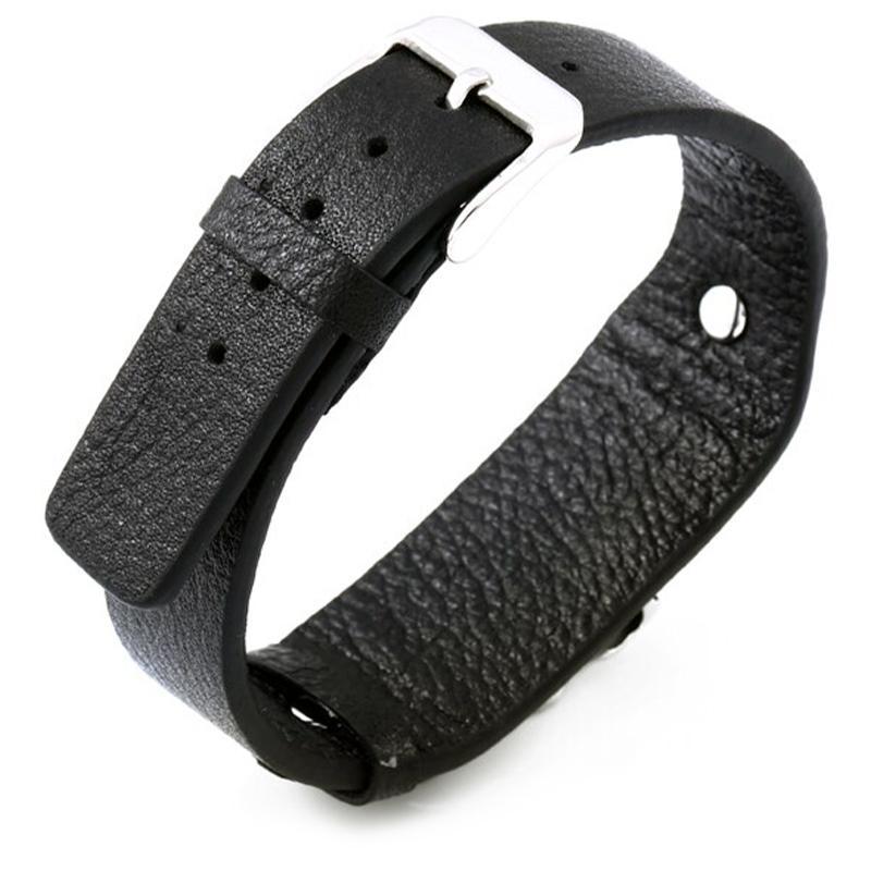 Svart Läderarmband Med Dödskalle