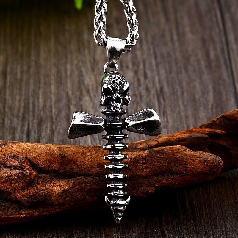 Biker Halsband Dödskalle Kors