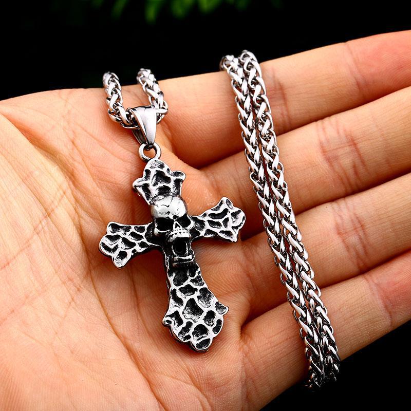 Dödskalle Halsband Christian Cross (Stål)