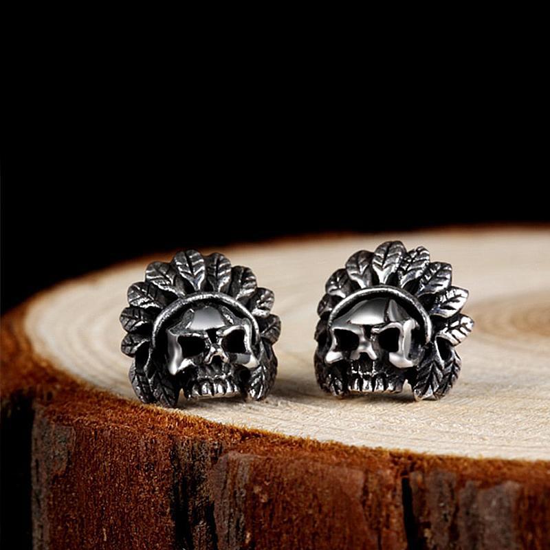 Dödskalle Örhängen Native American (Silver)