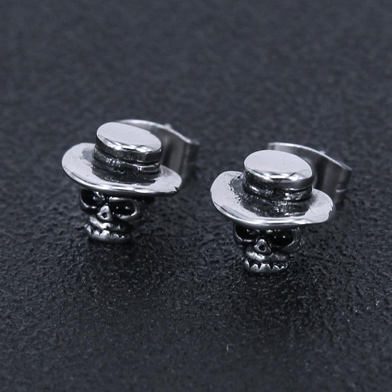 Örhängen Dödskalle Med Hatt