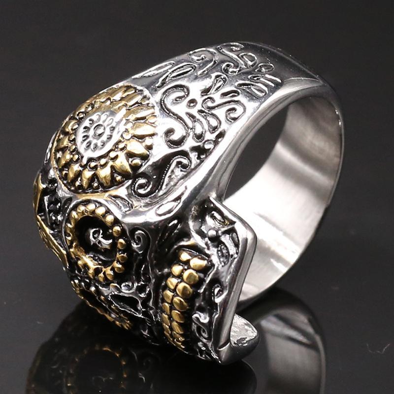 Dödskallering Mexican Skull (Stål)