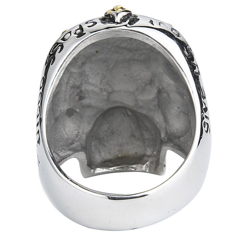 Biker Ring Med Guldfärgat Kors