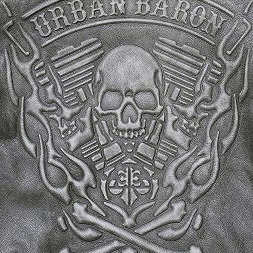 Grå Läderjacka Med Dödskalle