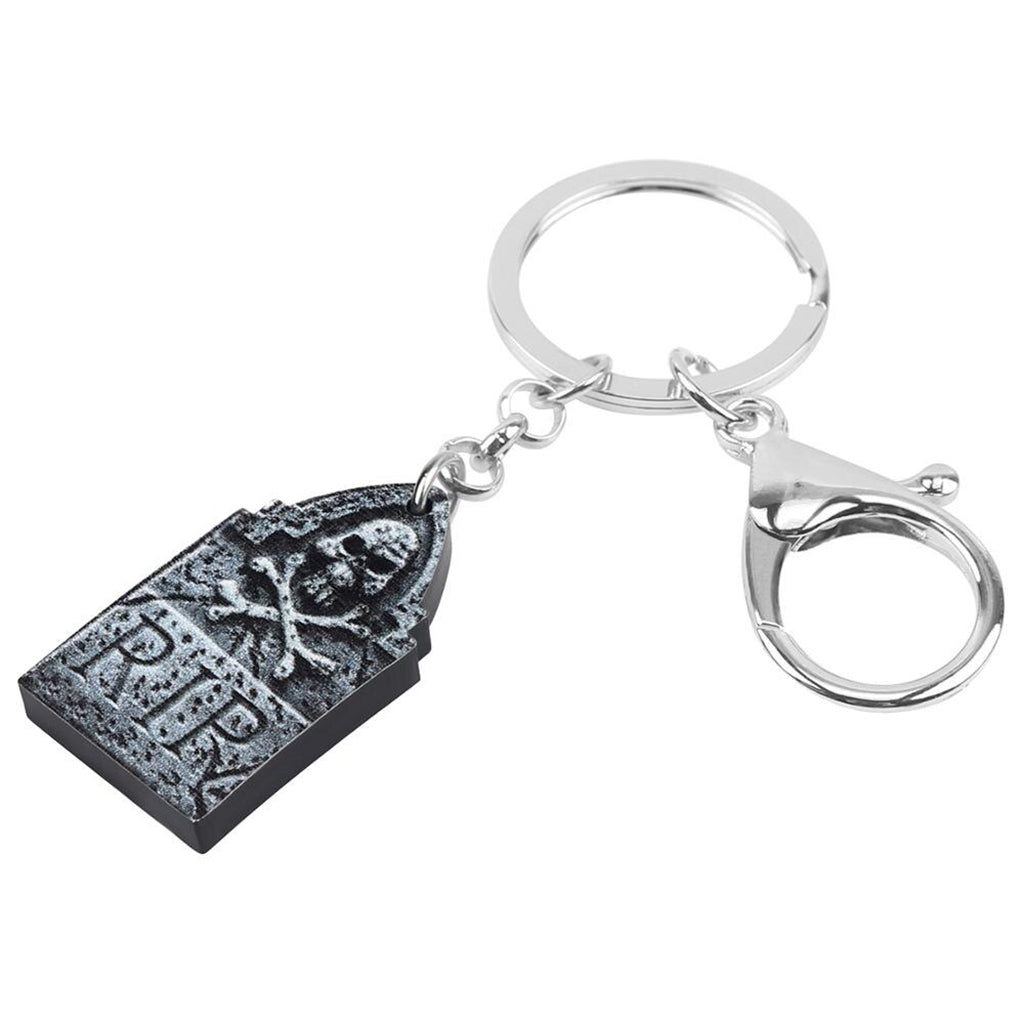 Grå Gravsten Nyckelring