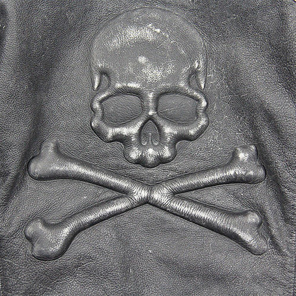 Grå MC Skinnjacka Med Dödskalle På Ryggen