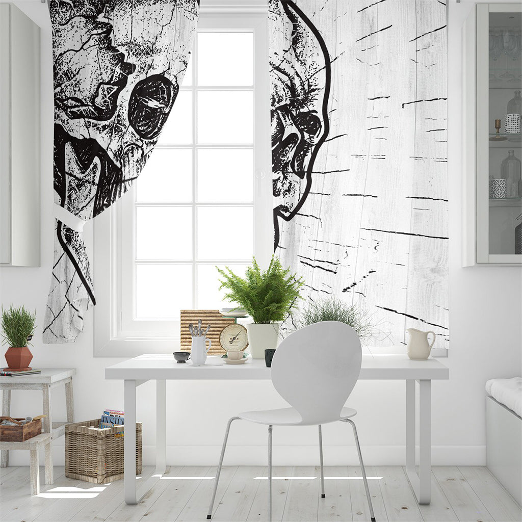 Gråa Dödskalle Gardiner (2-Pack)