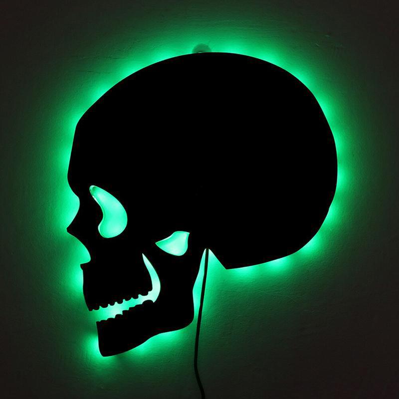 Grön Dödskalle Lampa Spegel