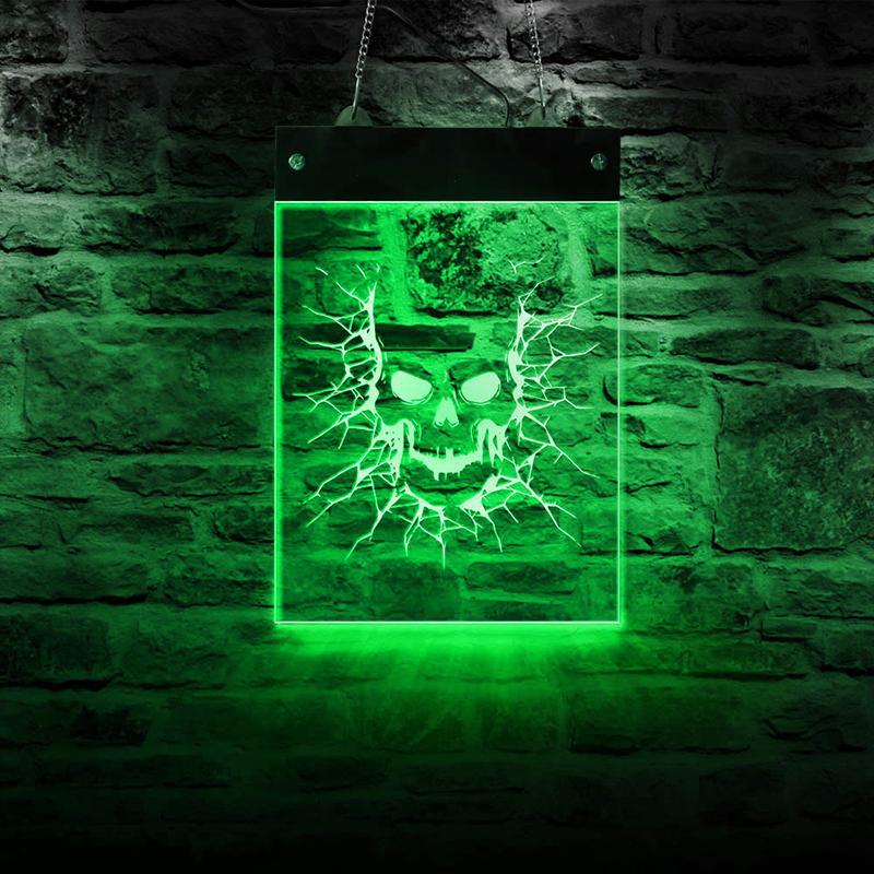 Grön Dödskalle Lampa