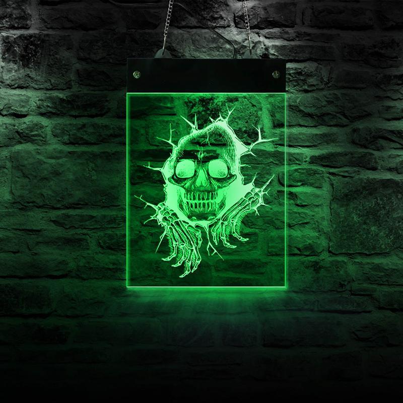 Grön Dödskalle Ljusskylt