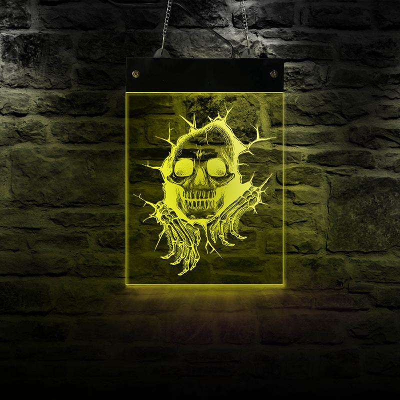 Gul Dödskalle Ljusskylt