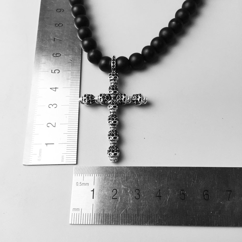 Sterling Silver Halsband Dödskalle Krucifix