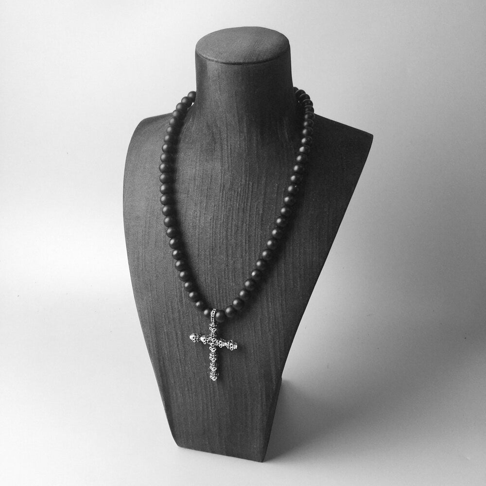 Sterling Silver Halsband Dödskalle Kristus Kors