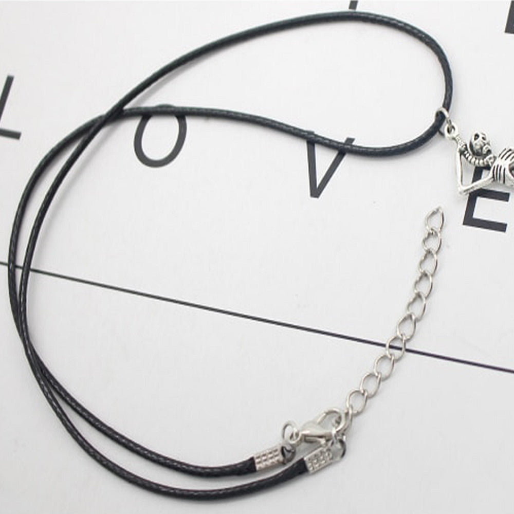 Halsband Läder Med Skelett