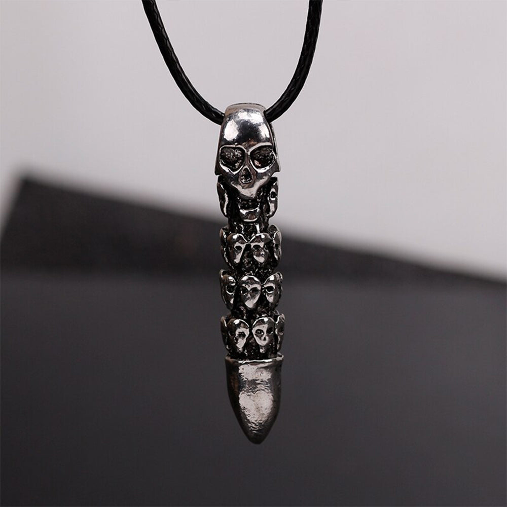 Läder Halsband Med Dödskalle Patron