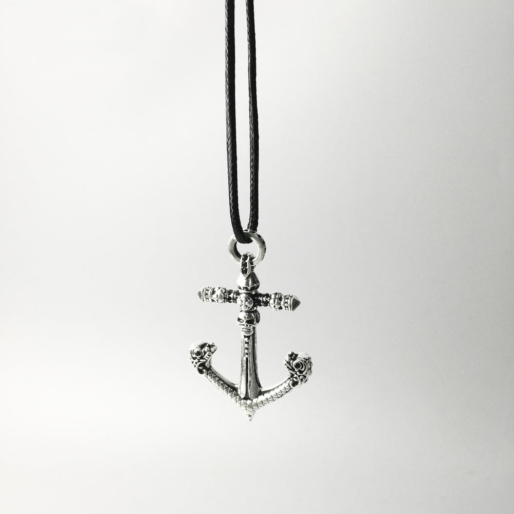 Silver Halsband Dödskalle Ankare