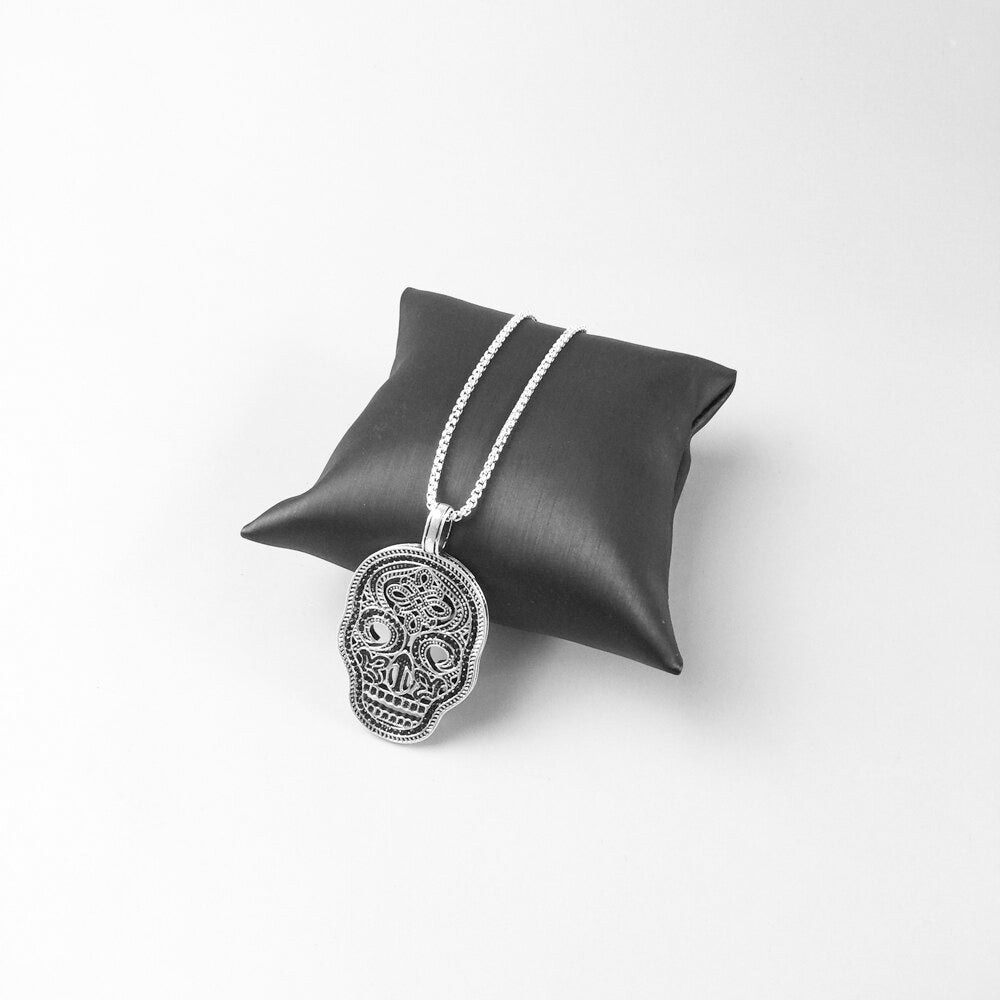 Herr Halsband Med Dödskalle Hänge