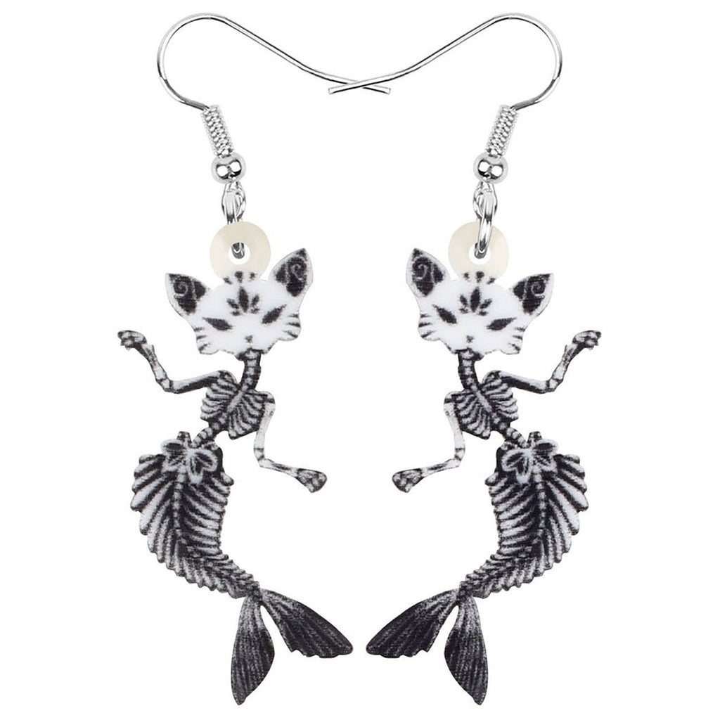 Hängande Örhängen Katt Skelett