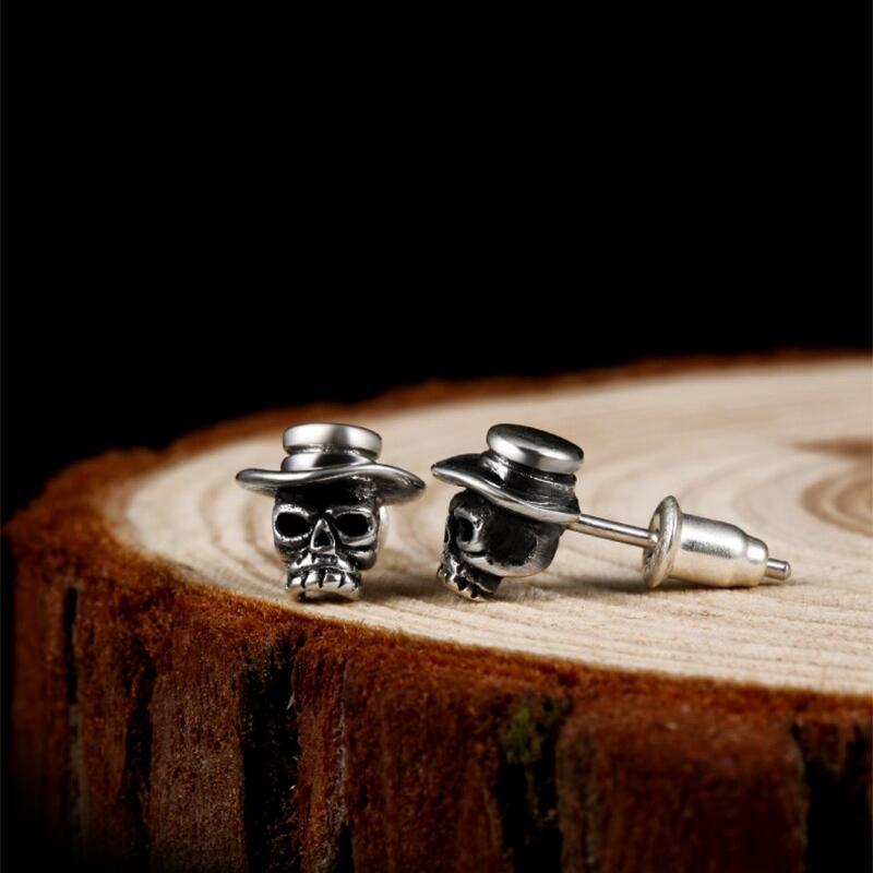 Dödskalle Örhängen Cowboy Skulls (Silver)