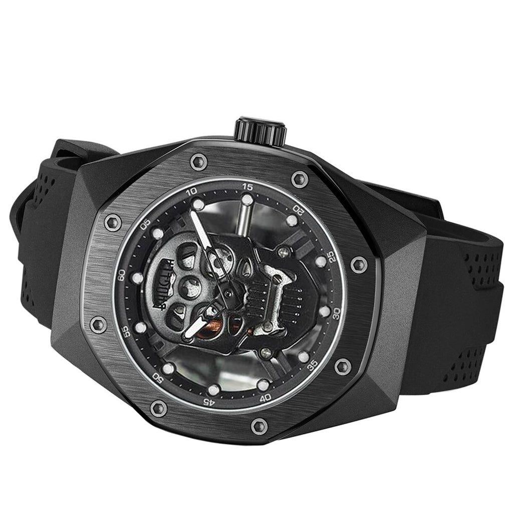 Helsvart Klocka Med Dödskalle