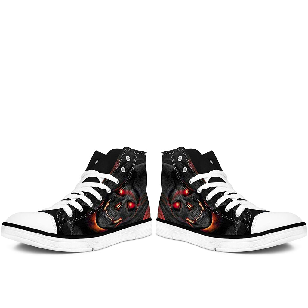 Höga Sneakers Med Dödskallar