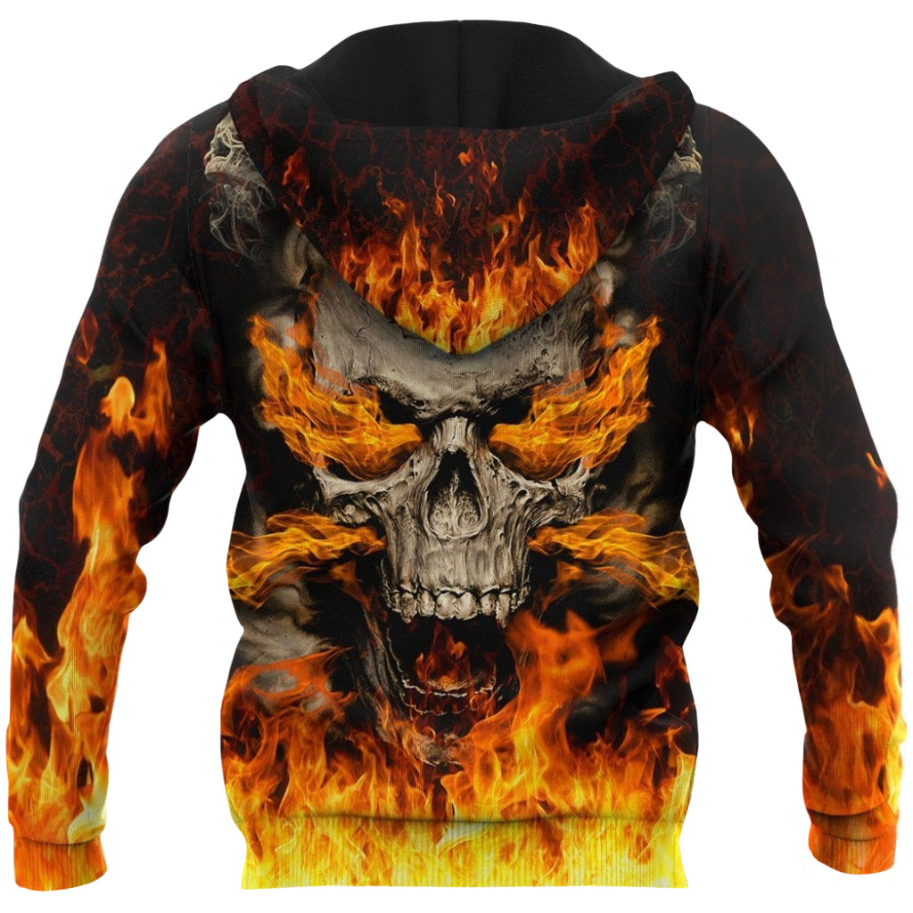 Hoodie Dödskalle Eldslågor